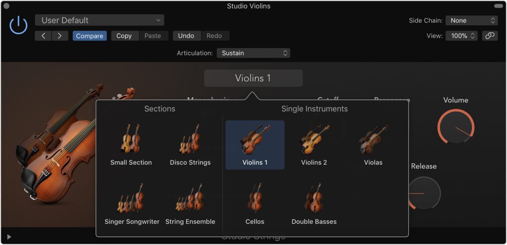 macos logic pro x 10 4 strings plug in preset